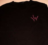 V-Neck Shirt Embroidery Draw Hand " I LOVE YOU " (Pink Thread) ADULT SIZE