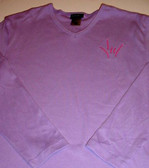 V-Neck Shirt Embroidery Draw Hand " I LOVE YOU " ( Pink Thread) ADULT SIZE,