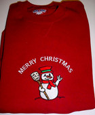 Sweat Shirt Embroidery Snowman with ILY (RED) Adult