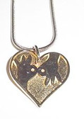 Heart Shape  w/ Interpreter hand Necklace Gold or Silver