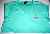 V-Neck Shirt Aqua Embroidery Draw ILY (Pink Thread) Adult