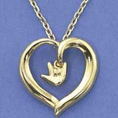 Open Heart with I LOVE YOU Charms Necklace (Gold )