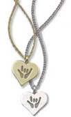 Sign hand "I LOVE YOU"  HEART SHAPE PENDANT (Gold or Silver)