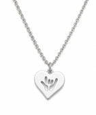 SIGN LANGUAGE ASK HAND  "I LOVE YOU"  HEART SHAPE PENDANT (SILVER)