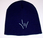 Knit Skull Cap  Navy w/Light Blue, Draw ILY