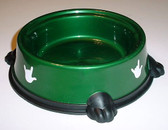 Dog Bowl, Green w/ ILY (White) (LARGE BOWL)