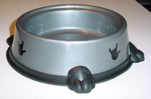 Dog Bowl, Gray w/ ILY (Black) (LARGE BOWL)