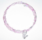Glassbeads (Pink) with Sliver ILY hand Bracelet