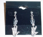 GlassBeads Silver Earring (Clear) with Butterfly