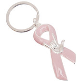 Pink Ribbon w/ILY Keychain (Silver)