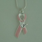 Pink Ribbon w/ILY Necklace (Silver or Gold)