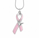 Pink Ribbon w/ILY Necklace (Silver or Gold)