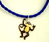Monkey Sign Hand " I LOVE YOU, "Necklace Enamel (BLUE CORD)