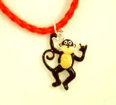 Monkey sign I LOVE YOU, Necklace Enamel (ORANGE CORD)