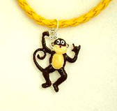 Monkey sign I LOVE YOU, Necklace Enamel (YELLOW CORD)