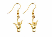 SIGN LANGUAGE ASL " I LOVE YOU" FULL LONG FINGERS HANDS EARRINGS (GOLD)