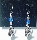 (Hook) GlassBead (Blue Crystal) with Silver ILY Hand