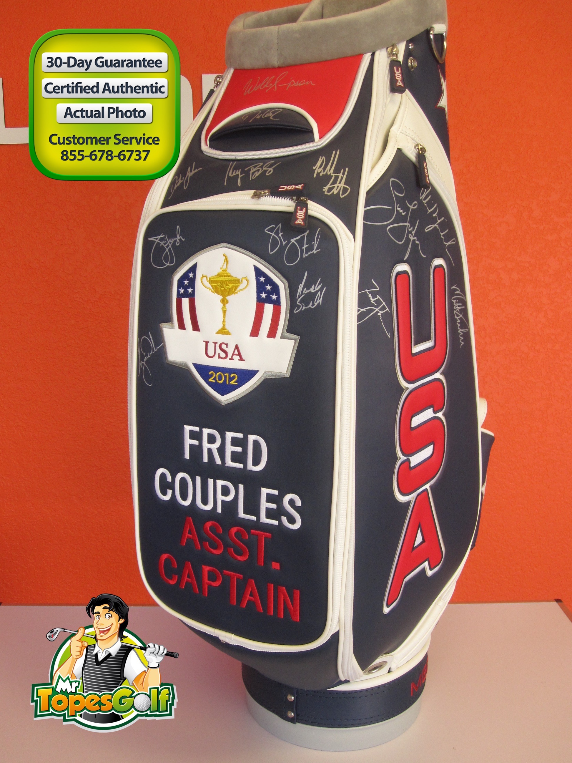 FOR SALE: FRED COUPLES 2012 RYDER CUP TEAM USA GOLF BAG - SIGNED BY 13 ...