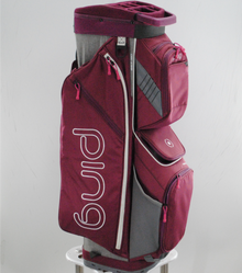 PING Traverse Cart Golf Bag 14 Way Top /10 Pockets Silver/Scarlet/White J-132648