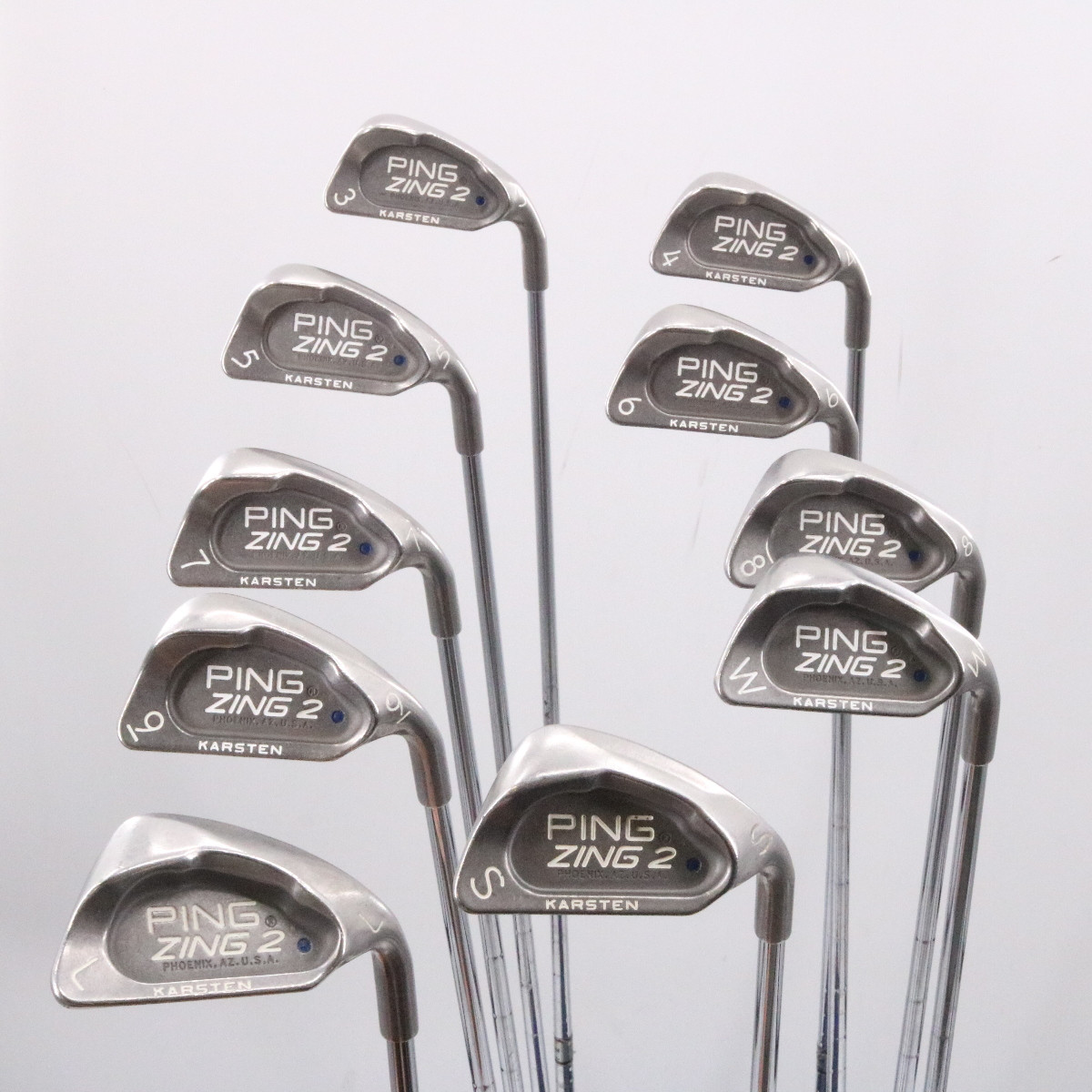 Ping Zing 2 Iron Set 3-W,S,L Blue Dot Steel JZ Stiff Flex Right