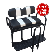 EZGO TXT Rear Seat Flip Seat Kit - Black & White Two Tone (w/ Front Seat Cover + FREE Grab Bar)