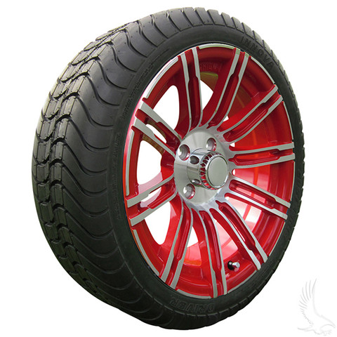 15" RHOX AC602 Machined/ RED Wheels and Innova 205/35R-15" DOT Tires Combo
