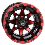 10" STI HD6 RADIANT RED/ Black Aluminum Golf Cart Wheels - Set of 4