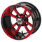 12" STORM TROOPER Black/RED Aluminum Golf Cart Wheels - Set of 4