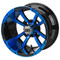 12" STORM TROOPER Black/BLUE Aluminum Golf Cart Wheels - Set of 4