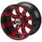 12" TEMPEST Black/ RED Aluminum Golf Cart Wheels - Set of 4