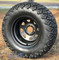 12" BLACK Steel Window Wheels and 23x10.5-12" DOT All Terrain Tires Combo