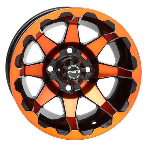 12" STI HD6 Orange/Black Aluminum Golf Cart Wheels Set of 4 Golf