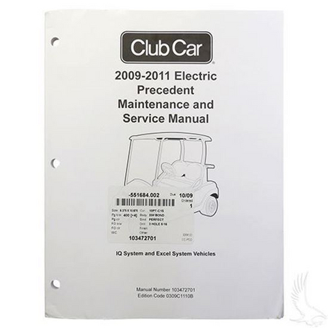 Club Car Precedent Maintenance & Service Manual (For Electric 2009-2011
