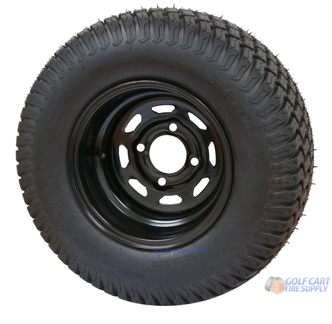 10" BLACK Steel Wheels and 20x8-10" TURF Tires Combo - Set of 4
