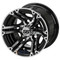 10" TERMINATOR Machined/ Black Golf Cart Wheels and 205/50-10 DOT Low Profile Golf Cart Tires Combo - Set of 4
