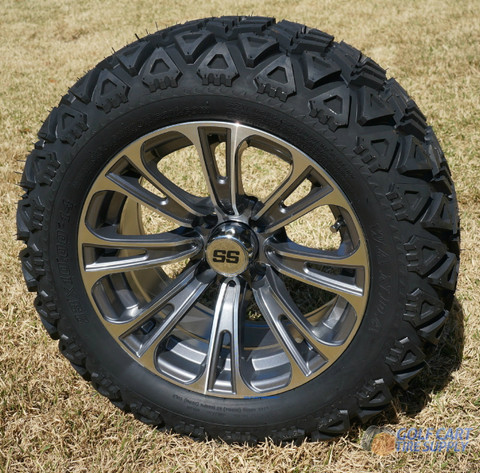 14" VECTOR GUNMETAL Aluminum Wheels and 23x10-14 DOT All Terrain Tires Combo - Set of 4