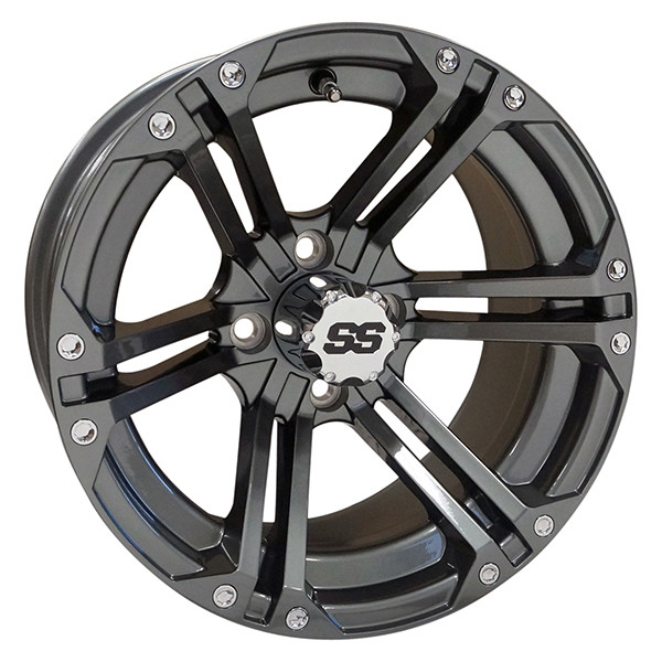 14" TERMINATOR GUNMETAL Golf Cart Wheels Set of 4 Golf Cart Tire Supply