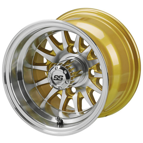 RHOX Phoenix 10" Machined/ Gold Wheels 14 spoke - Set of 4