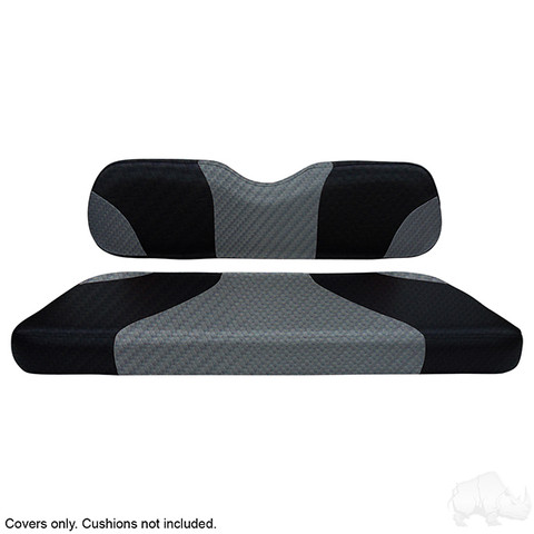 EZGO TXT / RXV Seat Covers - Sport Front Seats - Black Carbon Fiber/Gray Carbon Fiber