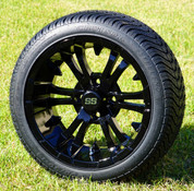 14" VAMPIRE Gloss Black Aluminum Wheels and 205/30-14 DOT Low Profile Tires Combo - Set of 4