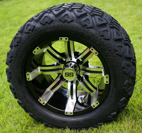 14" TEMPEST Machined/ Black Wheels and 23" All Terrain Tires Combo