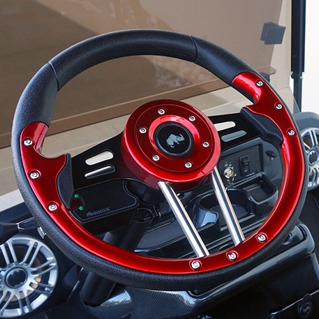 Club Car DS Steering Wheel 13" Aviator4 Red Grip w/ Black Spokes