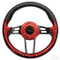 Club Car DS Steering Wheel 13" Aviator4 Red Grip w/ Black Spokes