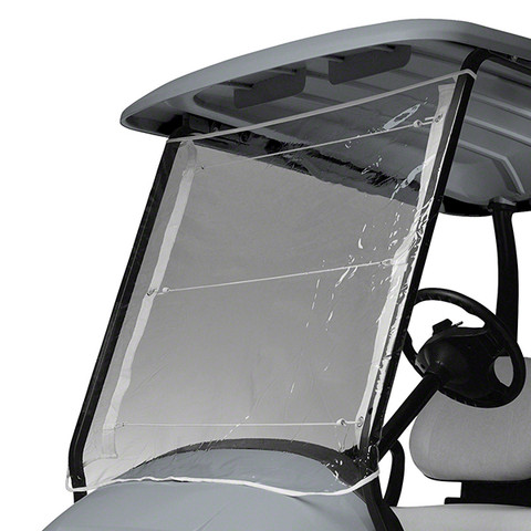 Clear Vinyl Portable Golf Cart Windshield (Flexible PVC, Fits ALL Carts)