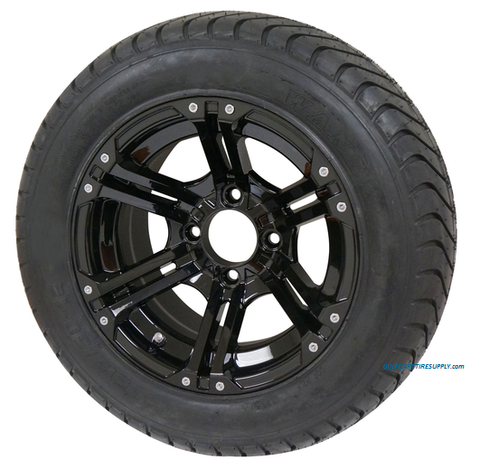 12" TERMINATOR BLACK Wheels and 215/50-12 StreetRide DOT Tires