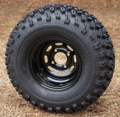10" BLACK Steel Wheels and 22x11-10" All Terrain Tires Combo