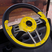 Club Car DS Steering Wheel 13" Aviator4 Yellow Grip w/ Black Spokes
