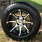 12" BANSHEE Black/Machined Aluminum Golf Cart Wheels and 215/50-12" DOT ComfortRide Golf Cart Tires - Set of 4