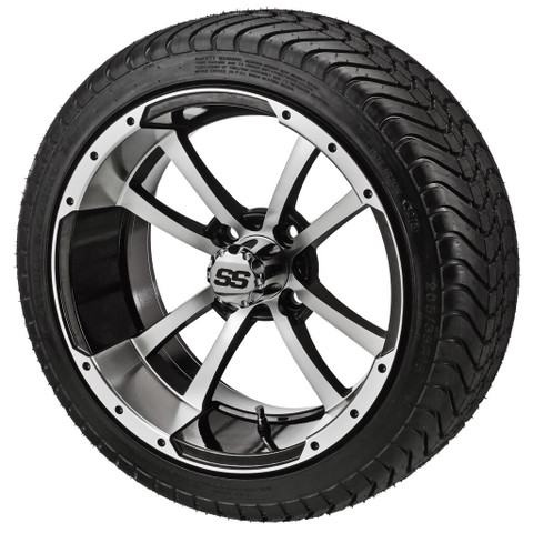 15" STORM TROOPER Machined/ Black Wheels and 205/35R-15" Low Profile DOT Tires Combo - Set of 4