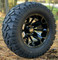 12" BLACKJACK Gloss Black Aluminum wheels and 23" STINGER All terrain tires combo